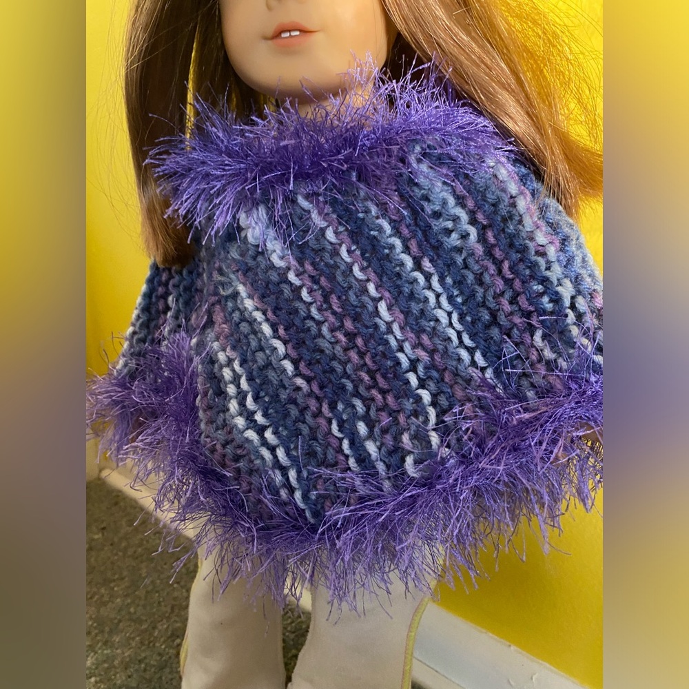 Purple and Blue Striped Doll Poncho